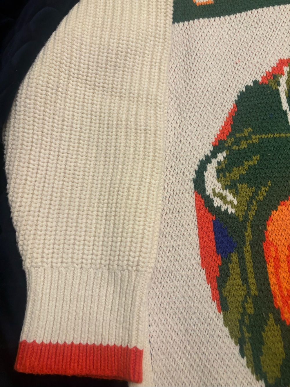 Anthropologie - Maeve Cream Sweater Cardigan with Orange & Green Fruit Graphic - Picture 6 of 10